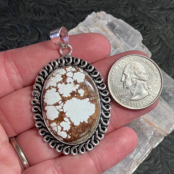 Wild Horse Turquoise Magnesite Pendant Crazy Horse Appaloosa Stone - Picture 6 of 6